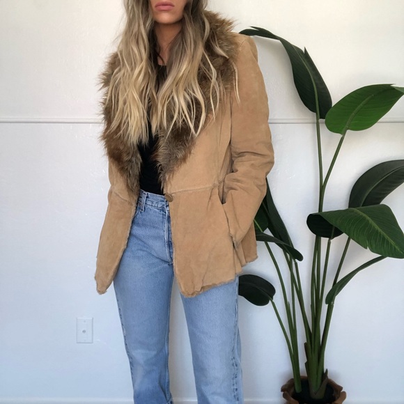 {St. John’s Bay} leather fur collar coat - Picture 3 of 12